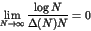 \begin{displaymath}\lim_{N\to\infty} \frac{\log N}{ \Delta(N) N } = 0 \end{displaymath}