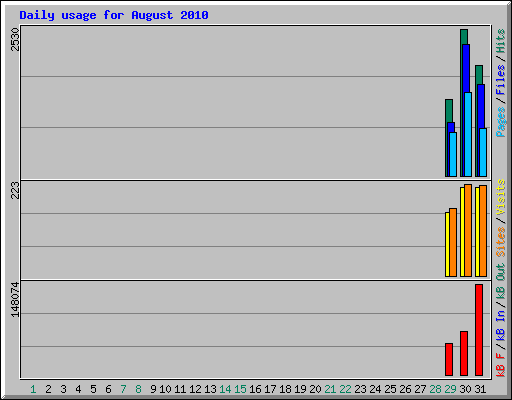 Daily usage for August 2010